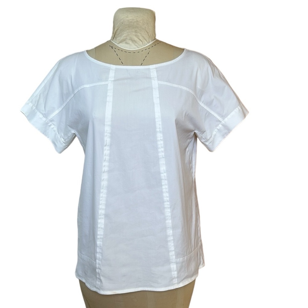 Lafayette‎ 148 New York Deryn Top Blouse Classic Crisp White L
